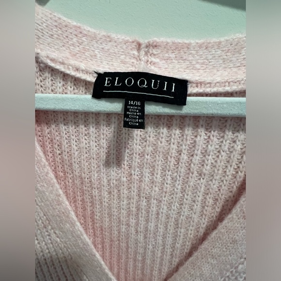 Eloquii Heart Shaped Button Pink VNeck Sweater Dress - Picture 9 of 10